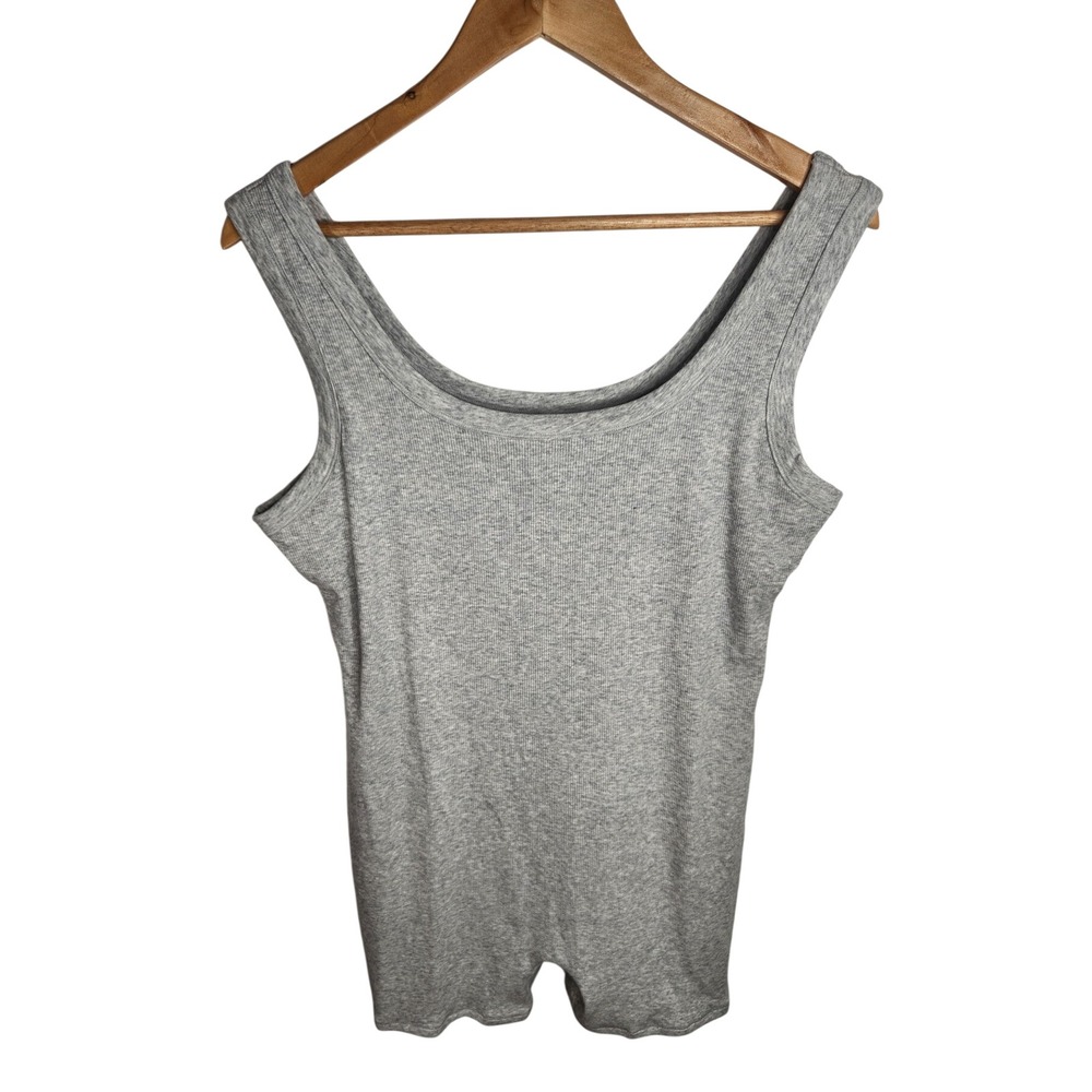 Skims Romper Cotton Rib One Piece Womens Plus Size 4X Gray Sleeveless NWT